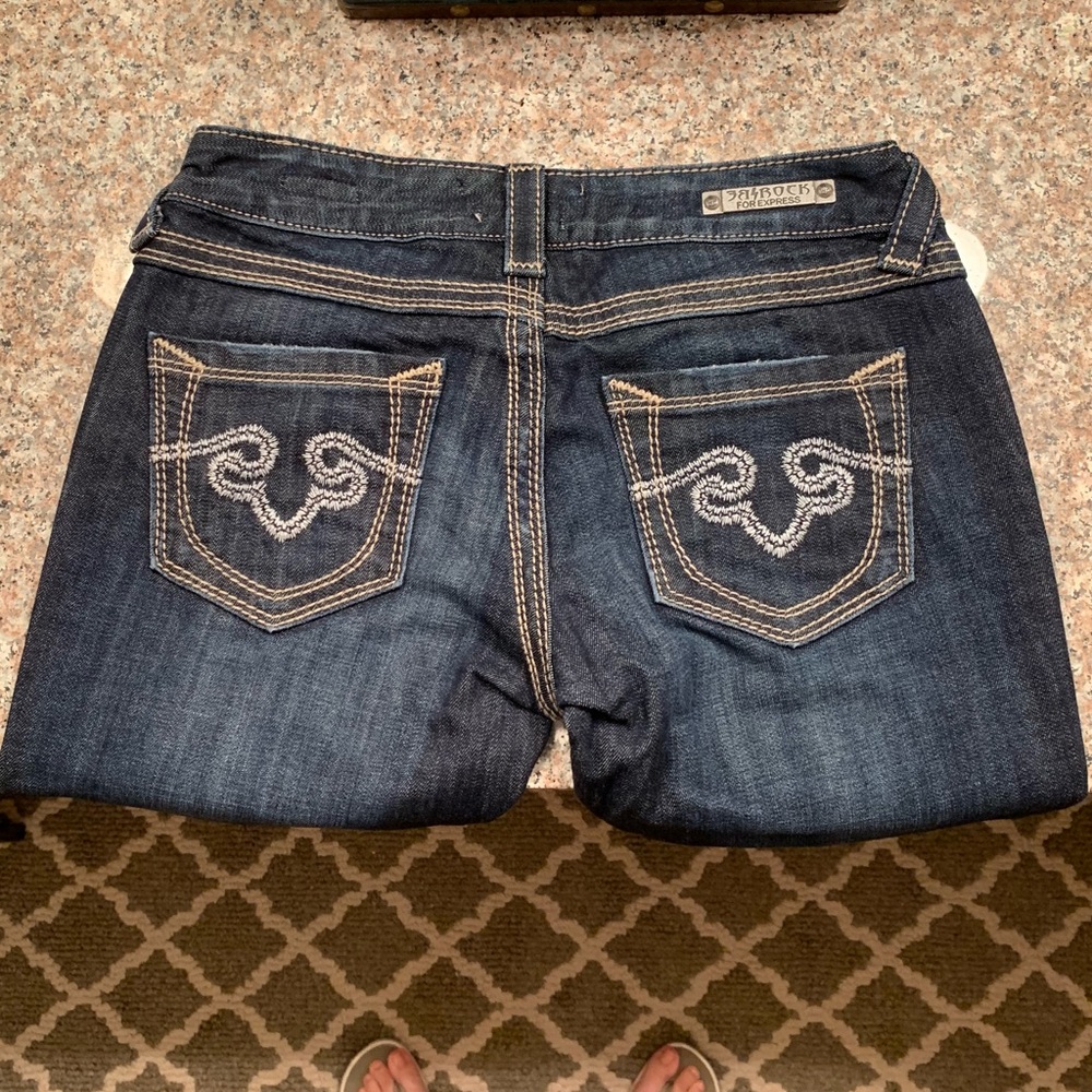 Express Rerock barely boot dark wash jeans petite
